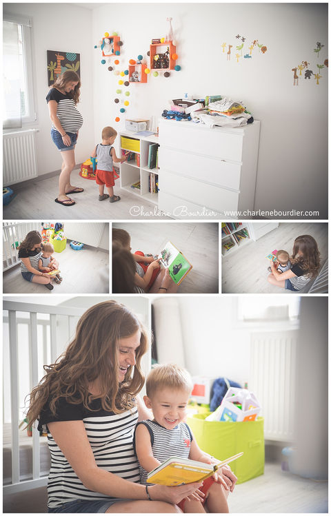 Séance photo de grossesse en famille - Reportage lifestyle - Photographe famille La Tour Du Pin
