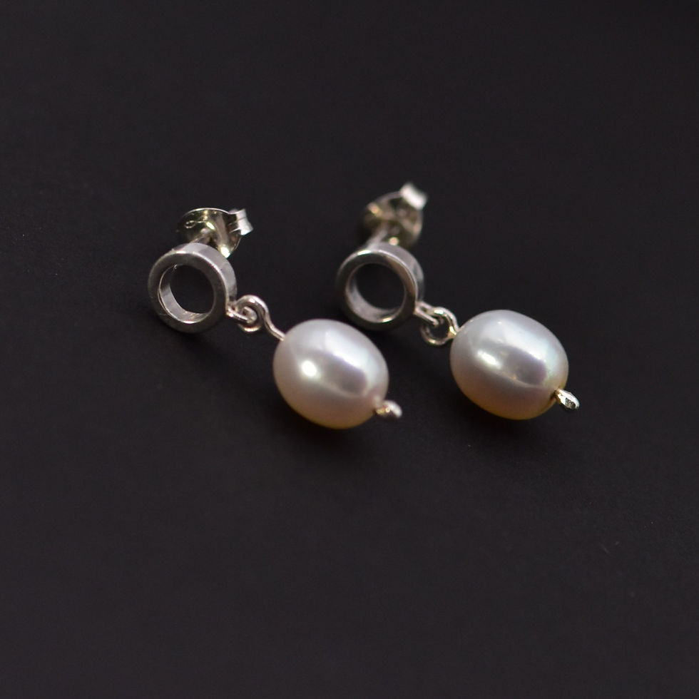 Thumbnail: S O L I M A R Handmade in Sterling Silver. Circles with Pearls