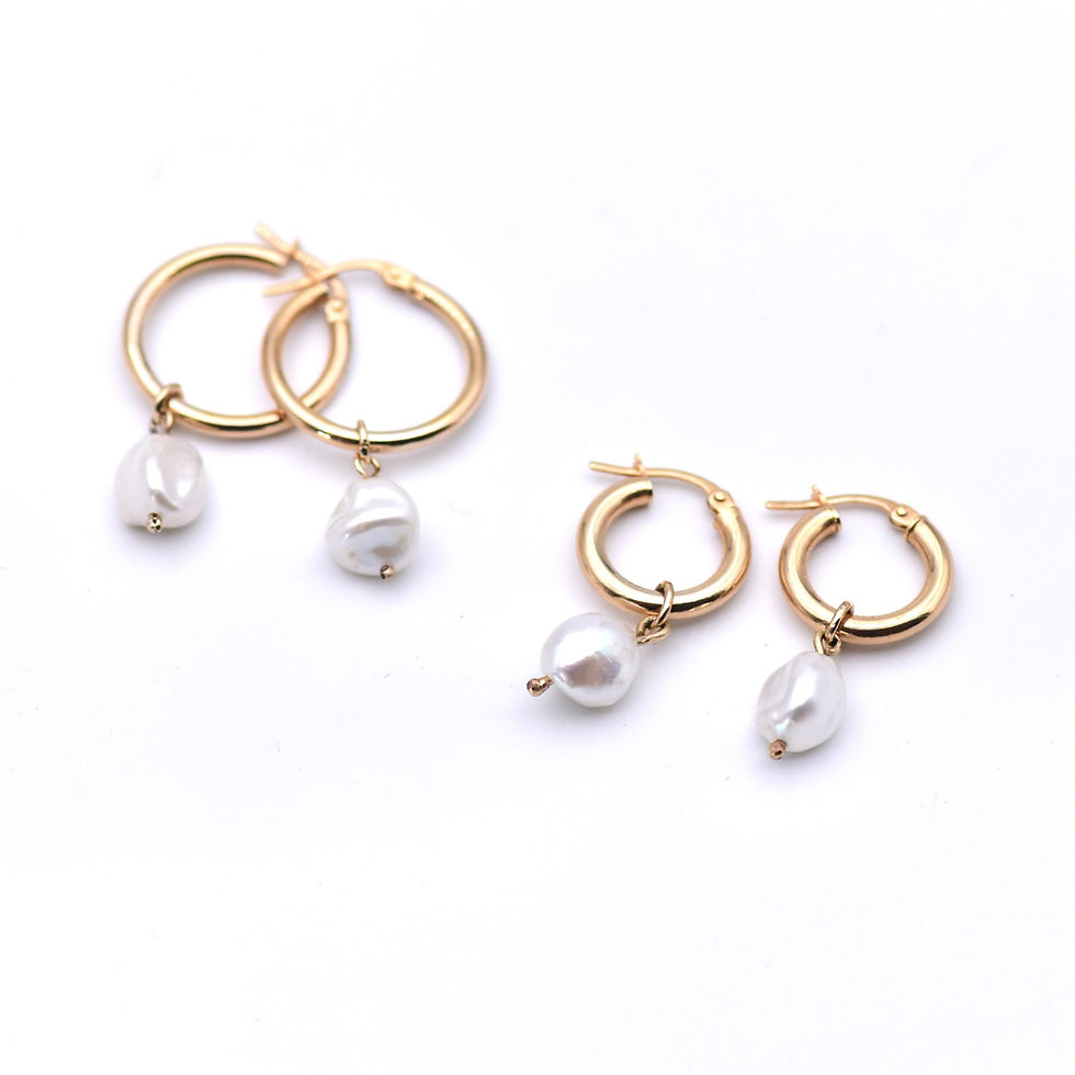 Thumbnail: L U I S A 20mm 9ct Gold Hoops with Baroque Pearls