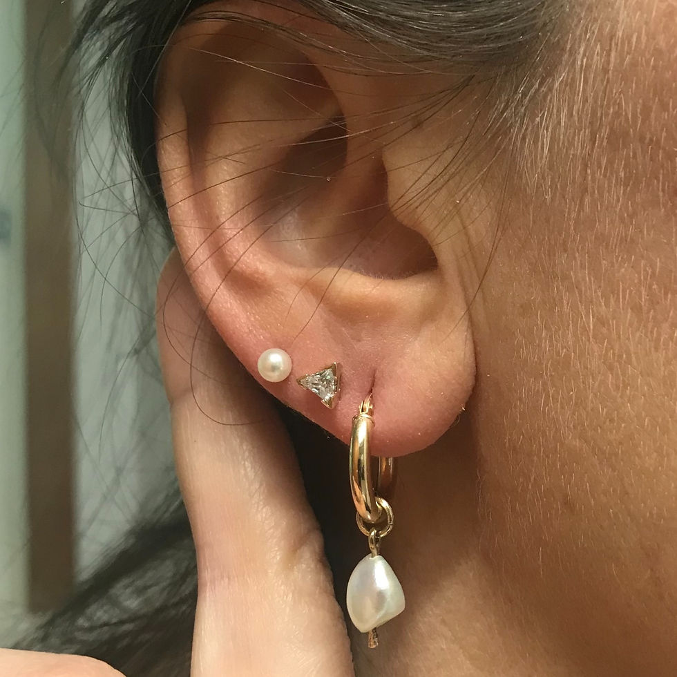 Thumbnail: L U I S A 15mm 9ct Gold Hoops with Baroque Pearls