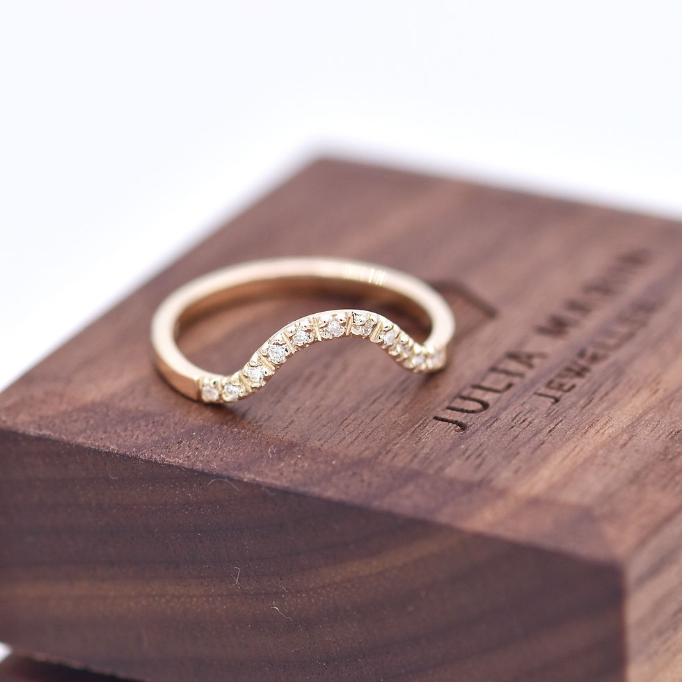 Thumbnail: A L I Contour Diamond Band. Handmade in Receycled 9ct Yellow Gold. Size O 1/2