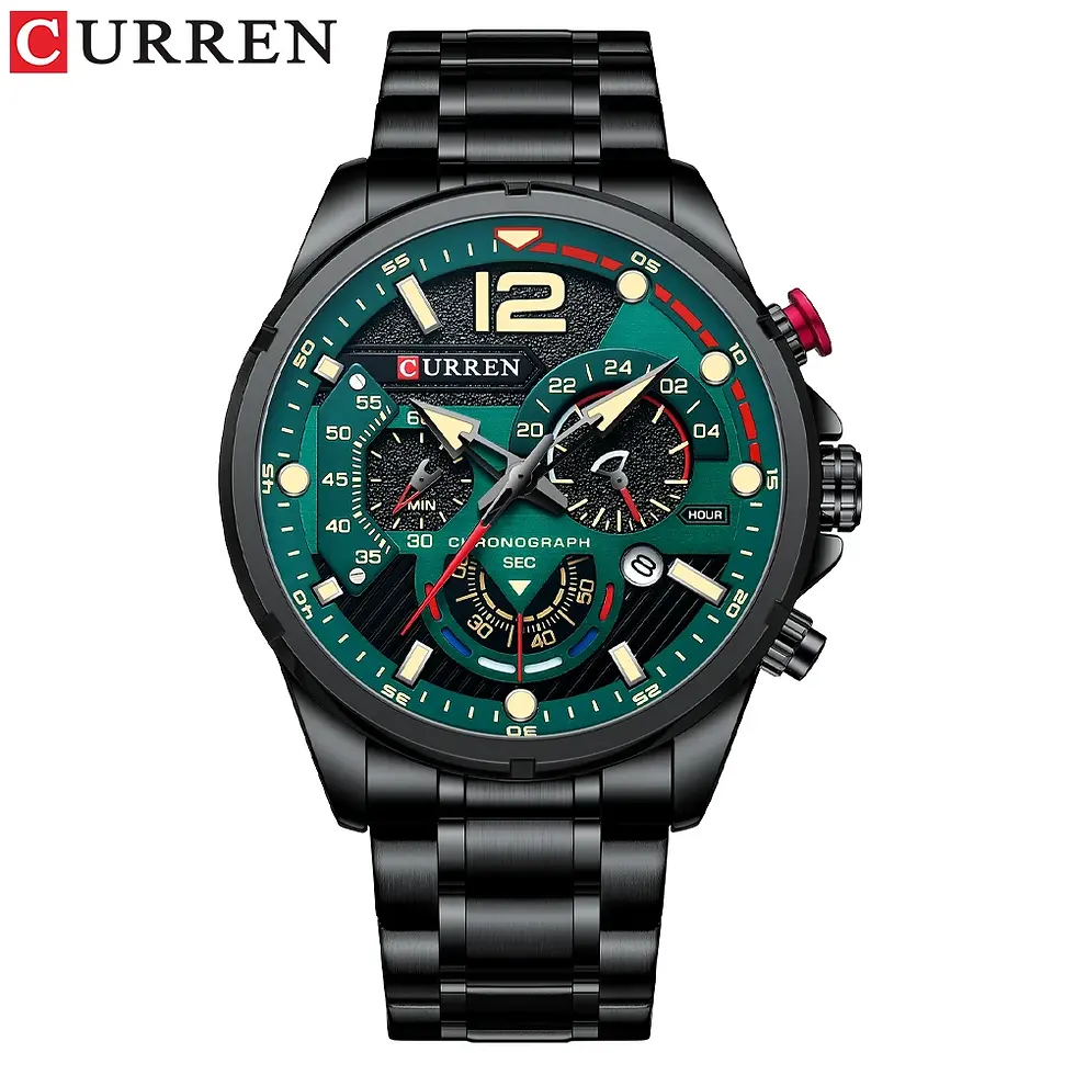 Thumbnail: CURREN Green Men's Watch - Chronograph Stainless Steel