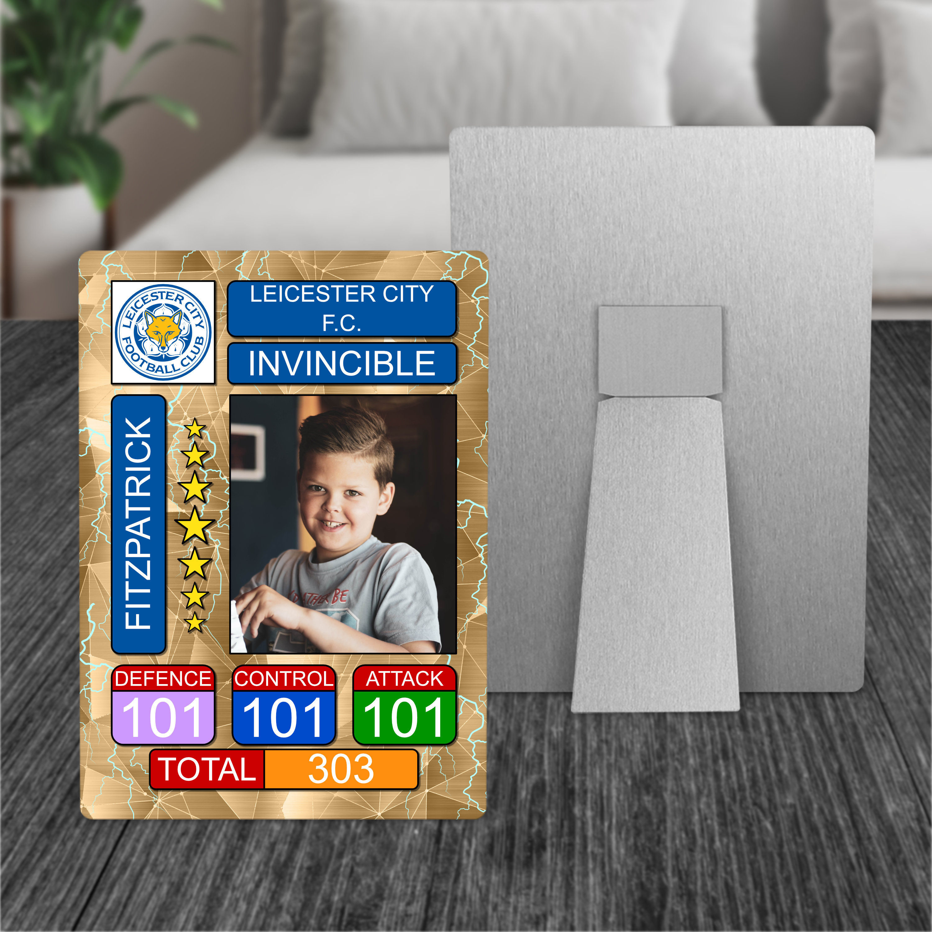 Personalised Aluminium Invincible Card Style Print - Leicester City