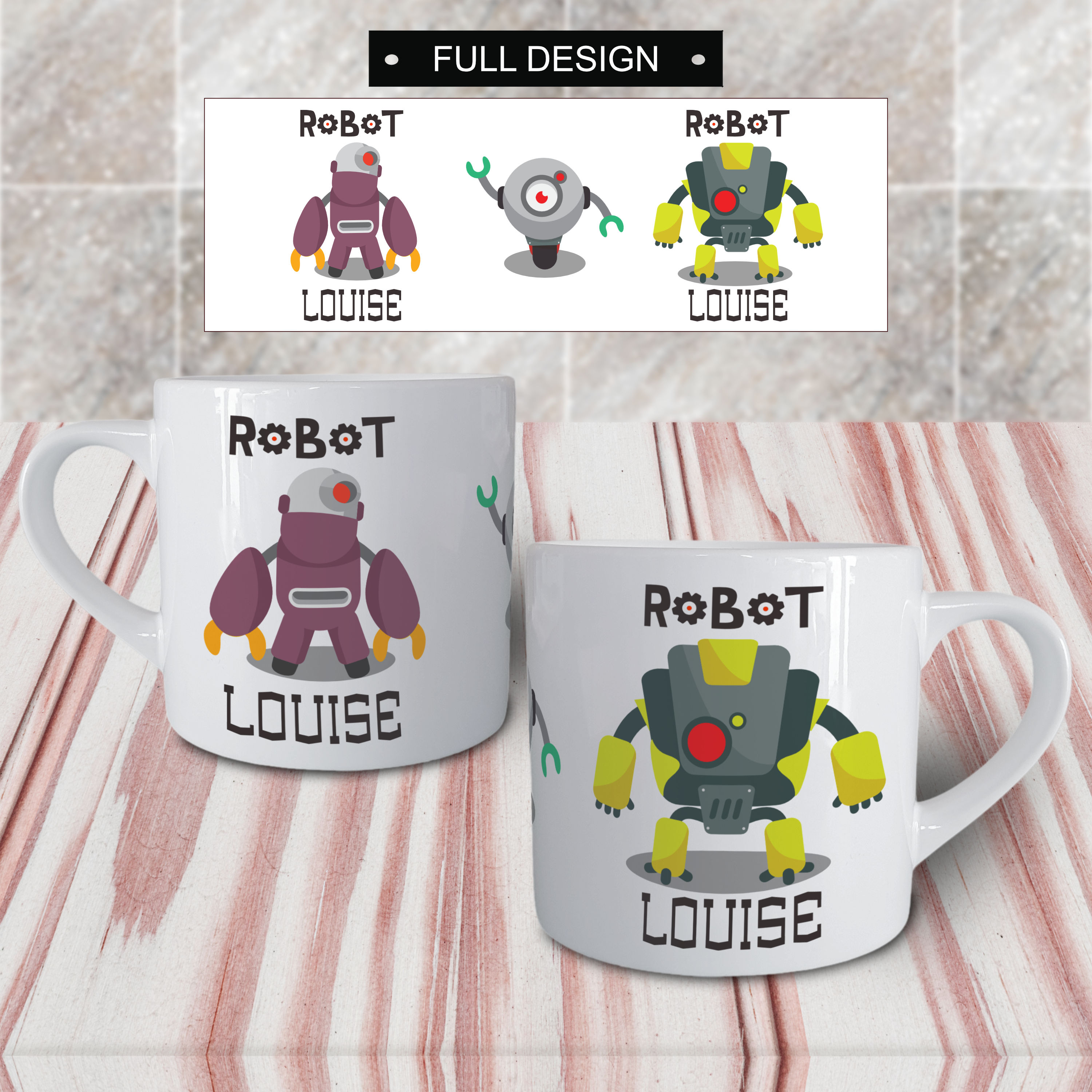 Kids Personalised Robot Mug