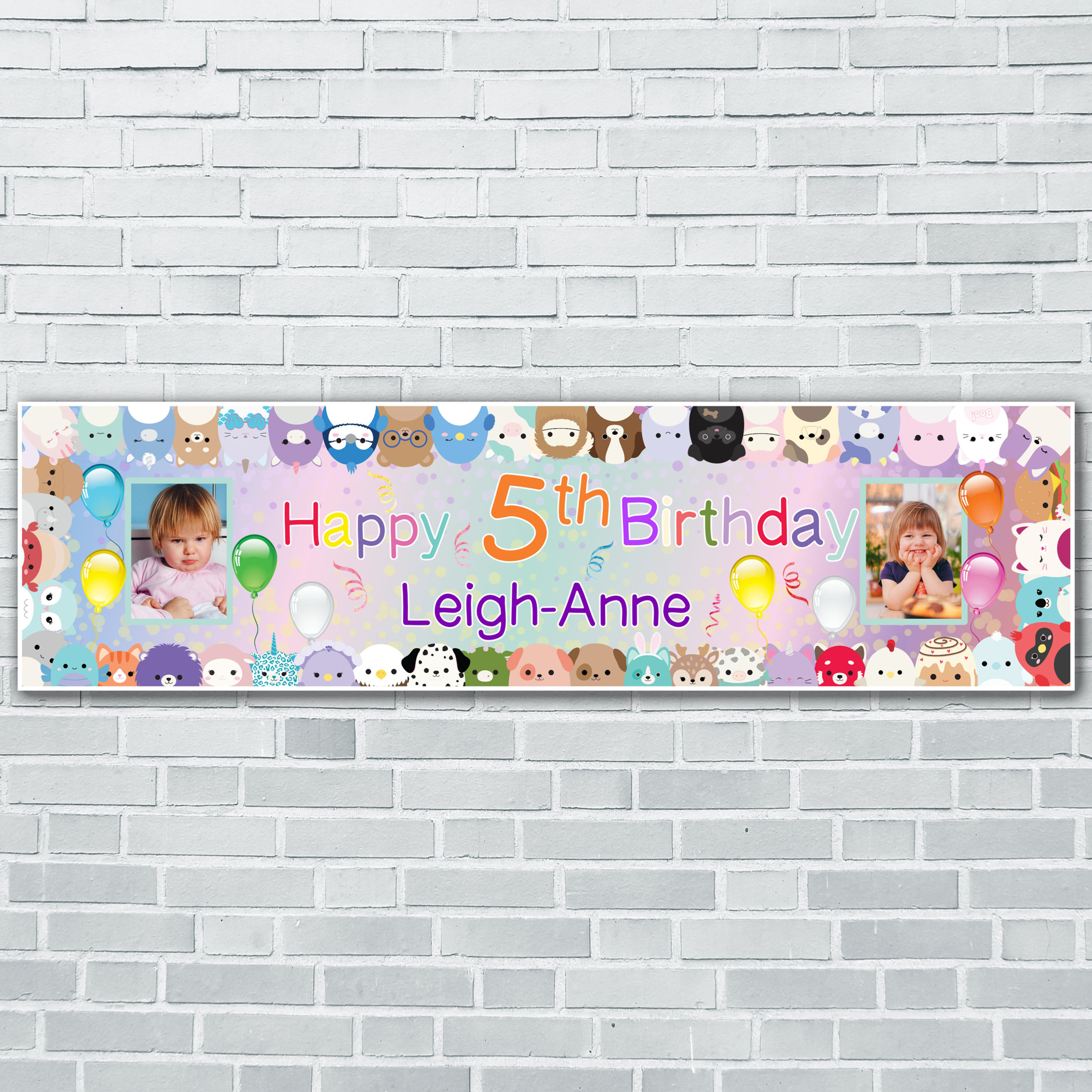 Personalised Squishmallow Birthday Banner with Photos