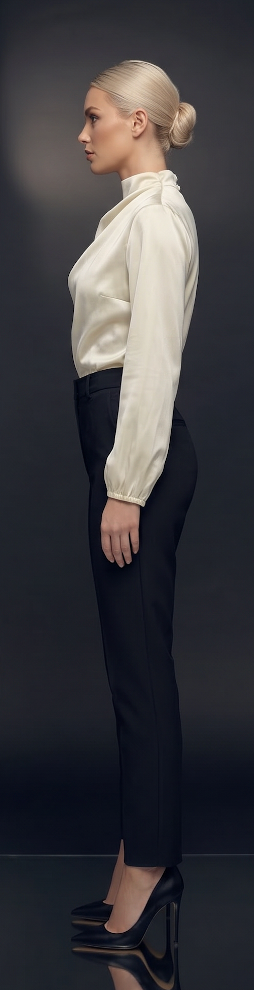 Thumbnail: Luxe Satin Mock Neck Blouse