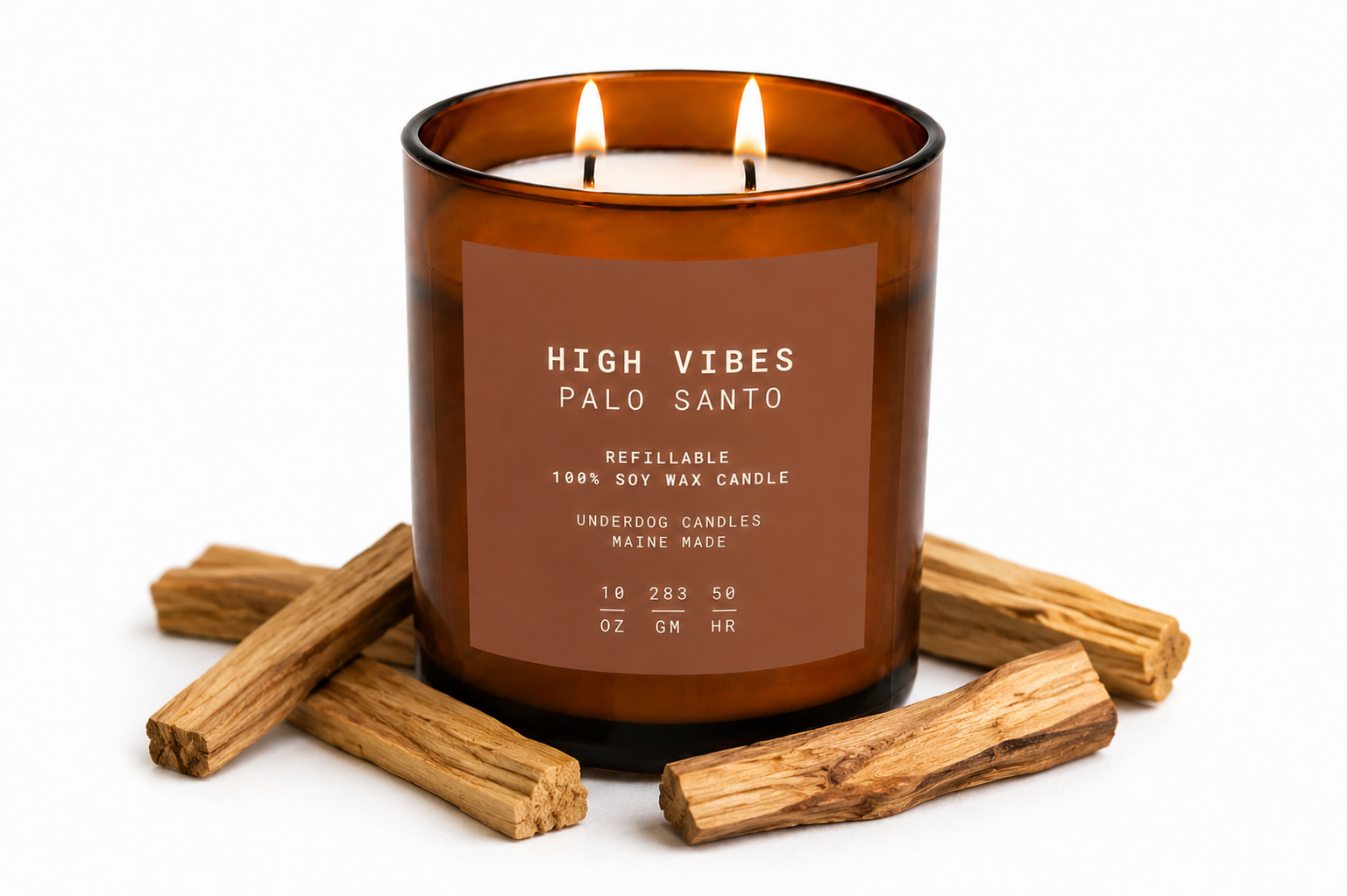 Refillable "High Vibes" Palo Santo 100% Soy Wax Candle