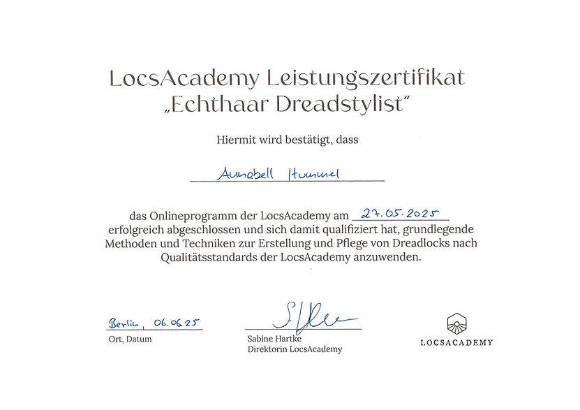 Annabell Hummel Locs Academy Echthaar Dreadstylist