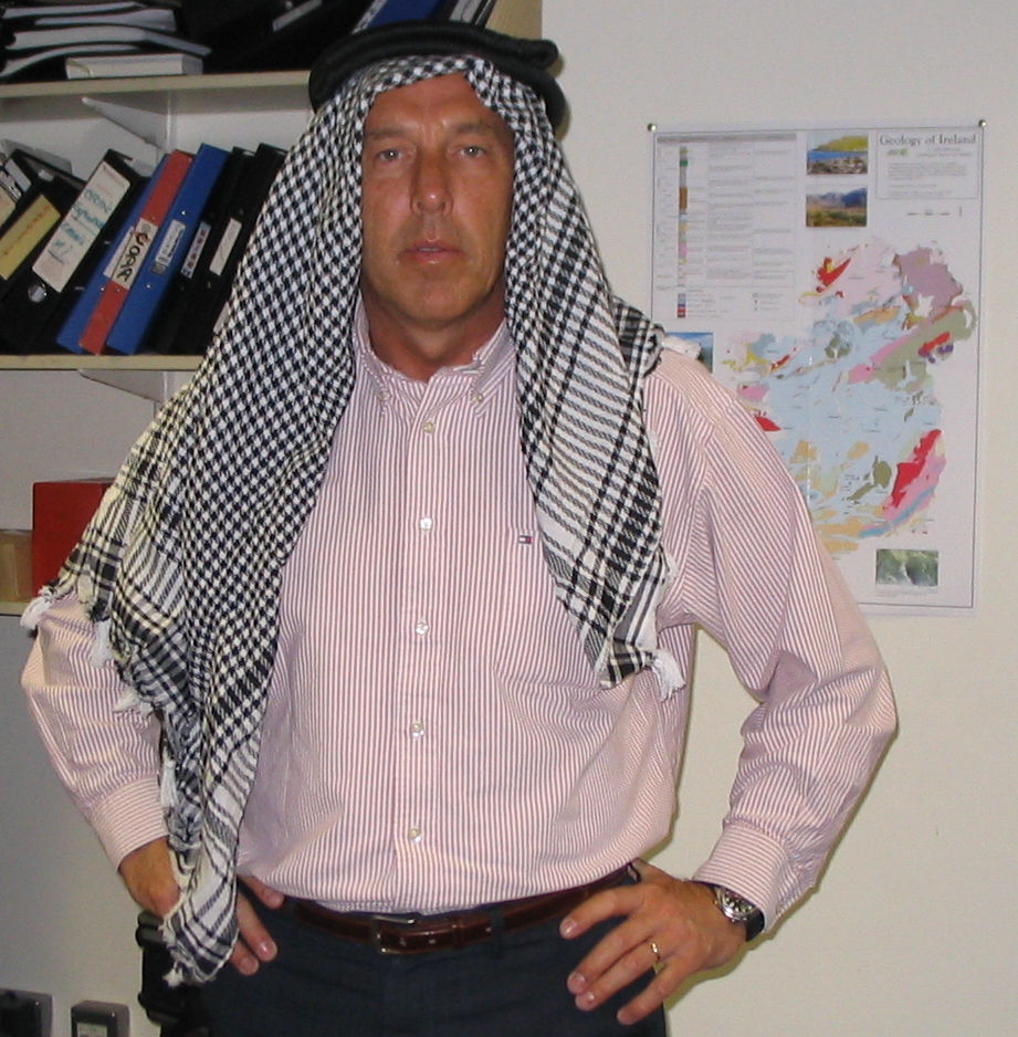 An image of the author wearing the Egyptian head gear.
