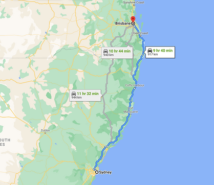 A map of Australia route