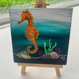 Seahorse
Lisa D'Amico
Acrylic & Resin on Canvas
4" x 4" (with easel)
$75