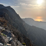 zachód słońca w górach, Jebel Jais, ZEA, Adventurous Camel