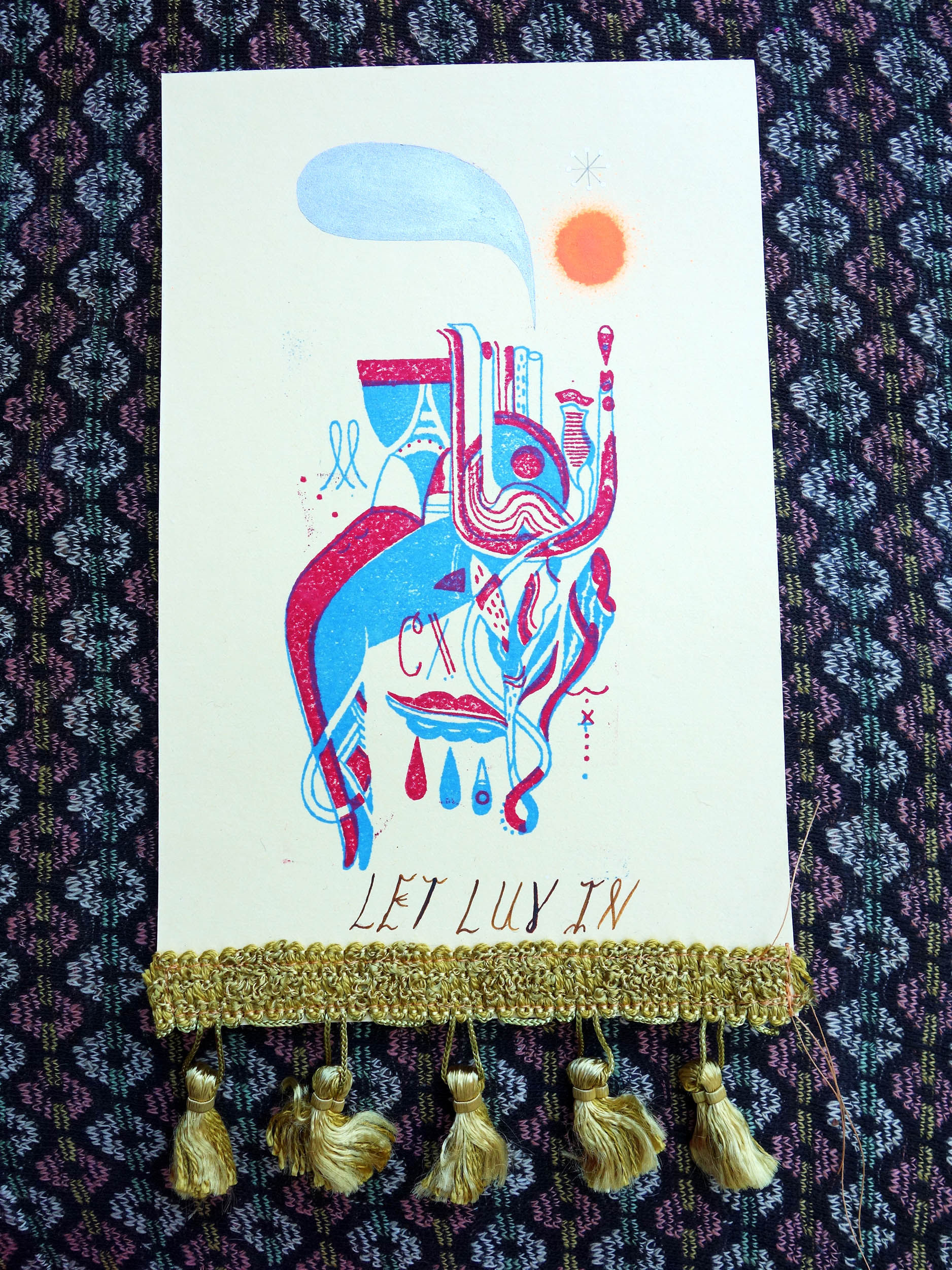 Luv letter print // 3D red + blue