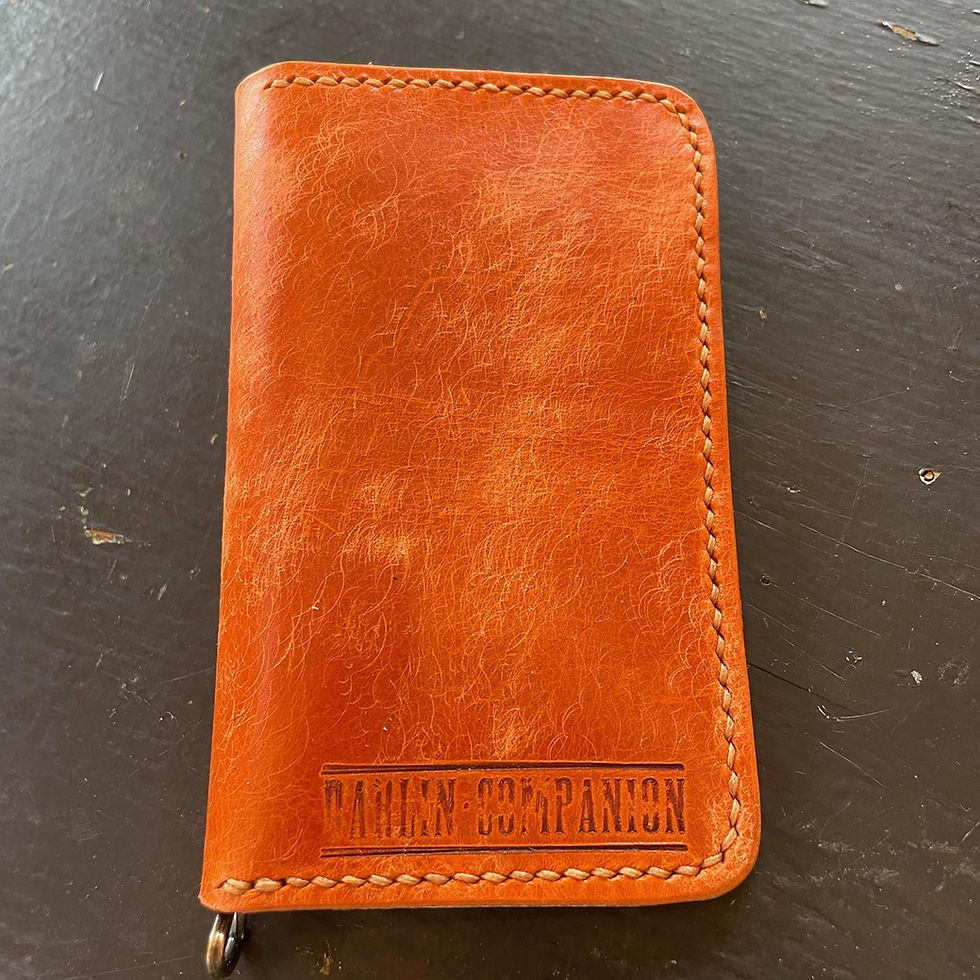 Thumbnail: Orange and brown Gaucho buffed oil leather Wallet with change pocket back view