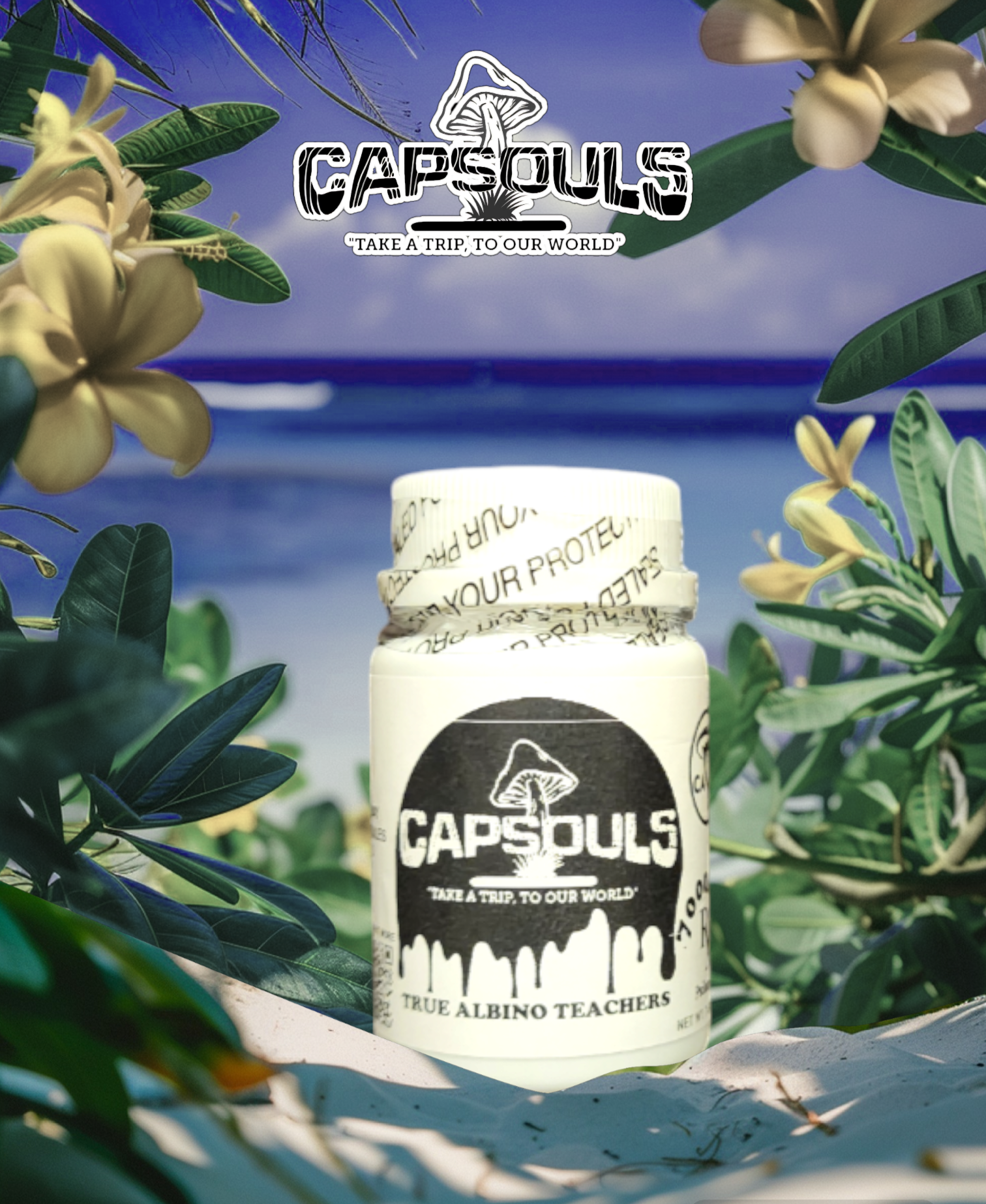 CAPSOULS - TRUE ALBINO TEACHERS MUSHROOM CAPSULES 7000MG