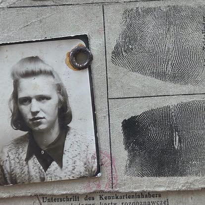 Meeka and her Babcia with her thumbprint