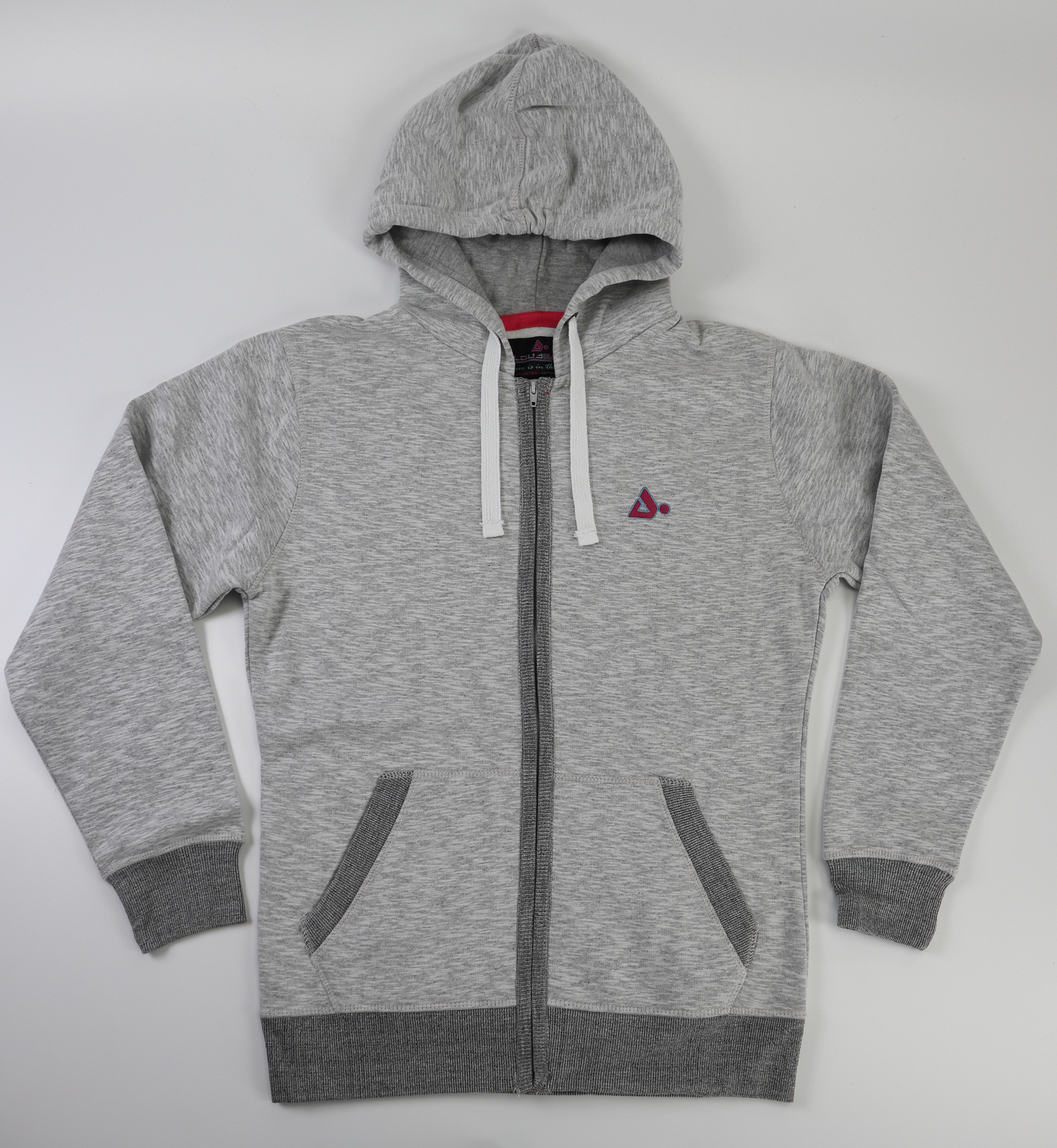 Retro Contrast Zip Hoodie - Grey