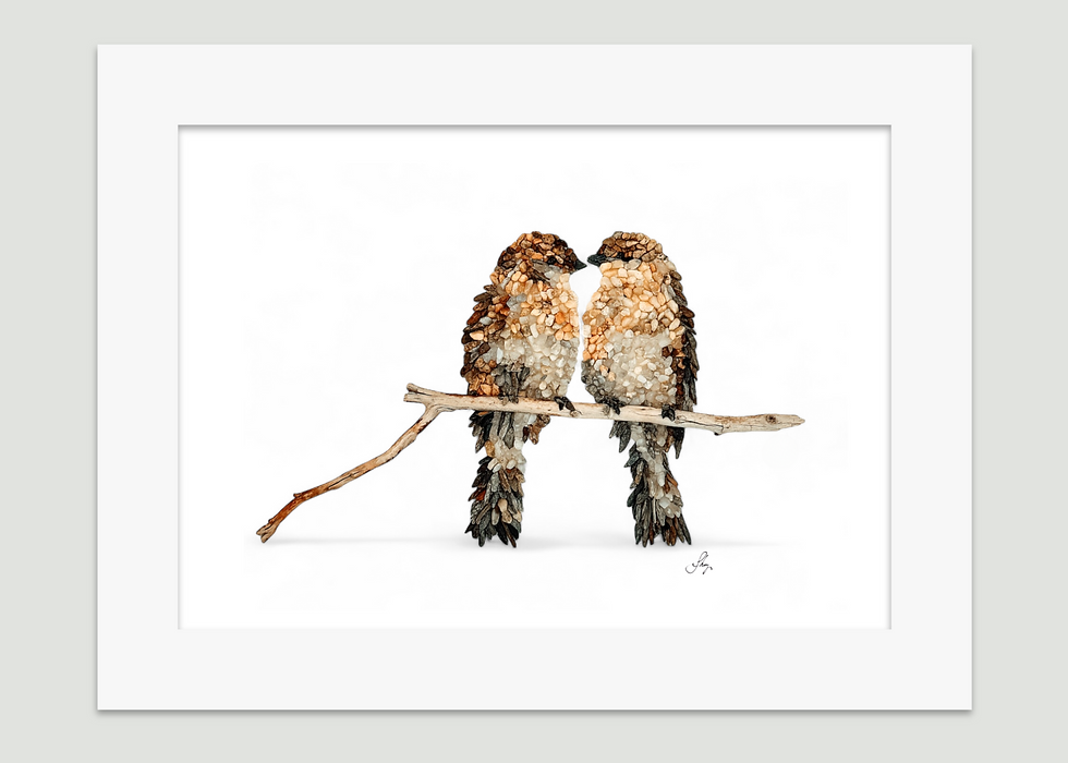 Thumbnail: Birds on a Branch Coastal Maine Wall Art | Tweetie & Sweetie | Coastal Art