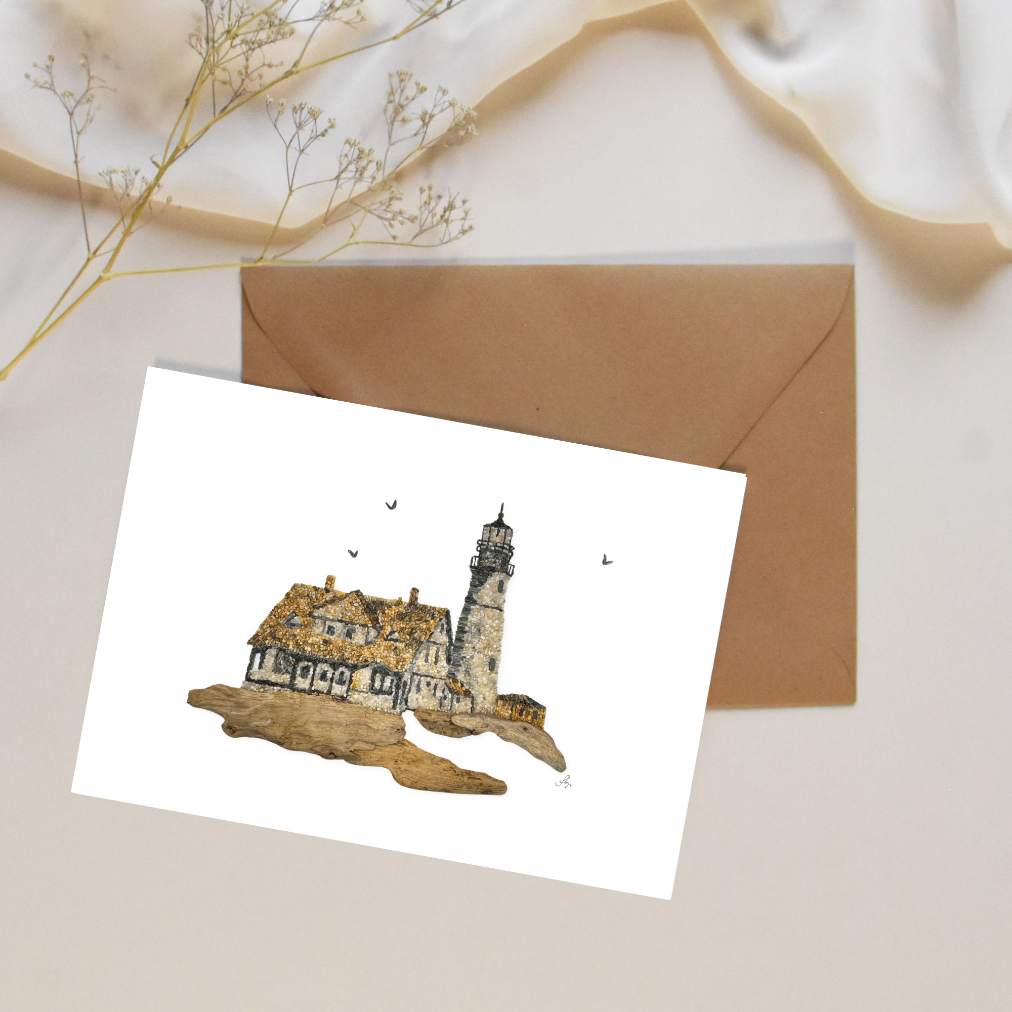 Portland Headlight Lighthouse Art Card | Maine Lighthouse | Coastal Art Co