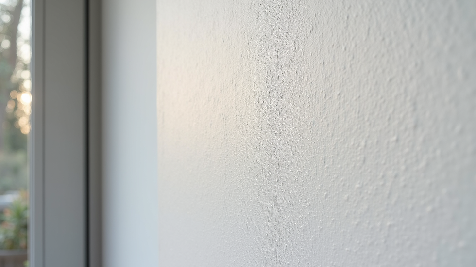 Close-up view of textured render finish on insulated external wall