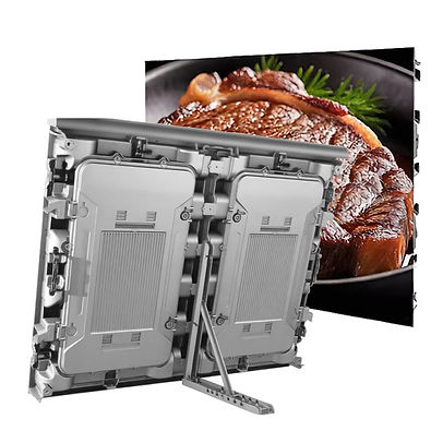 Modular low-profile LED panels mounted on stadium barrier, designed for quick maintenance and 180° wide viewing angles.