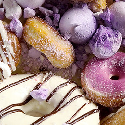 Colorful donuts and meringues