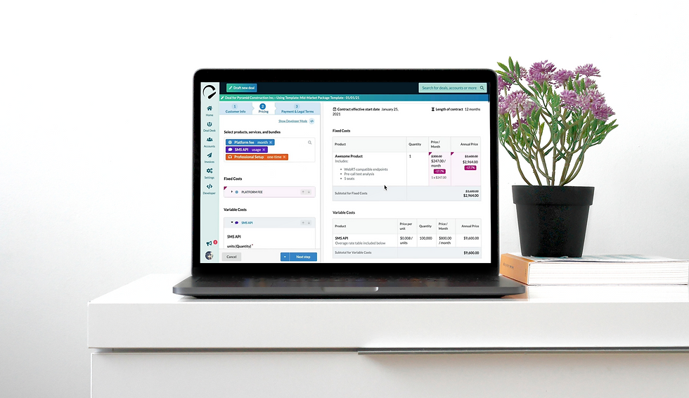 Quote-to-cash platform proposal editing view