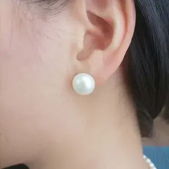 الصورة المصغرة: pearl stud earrings 11mm white
