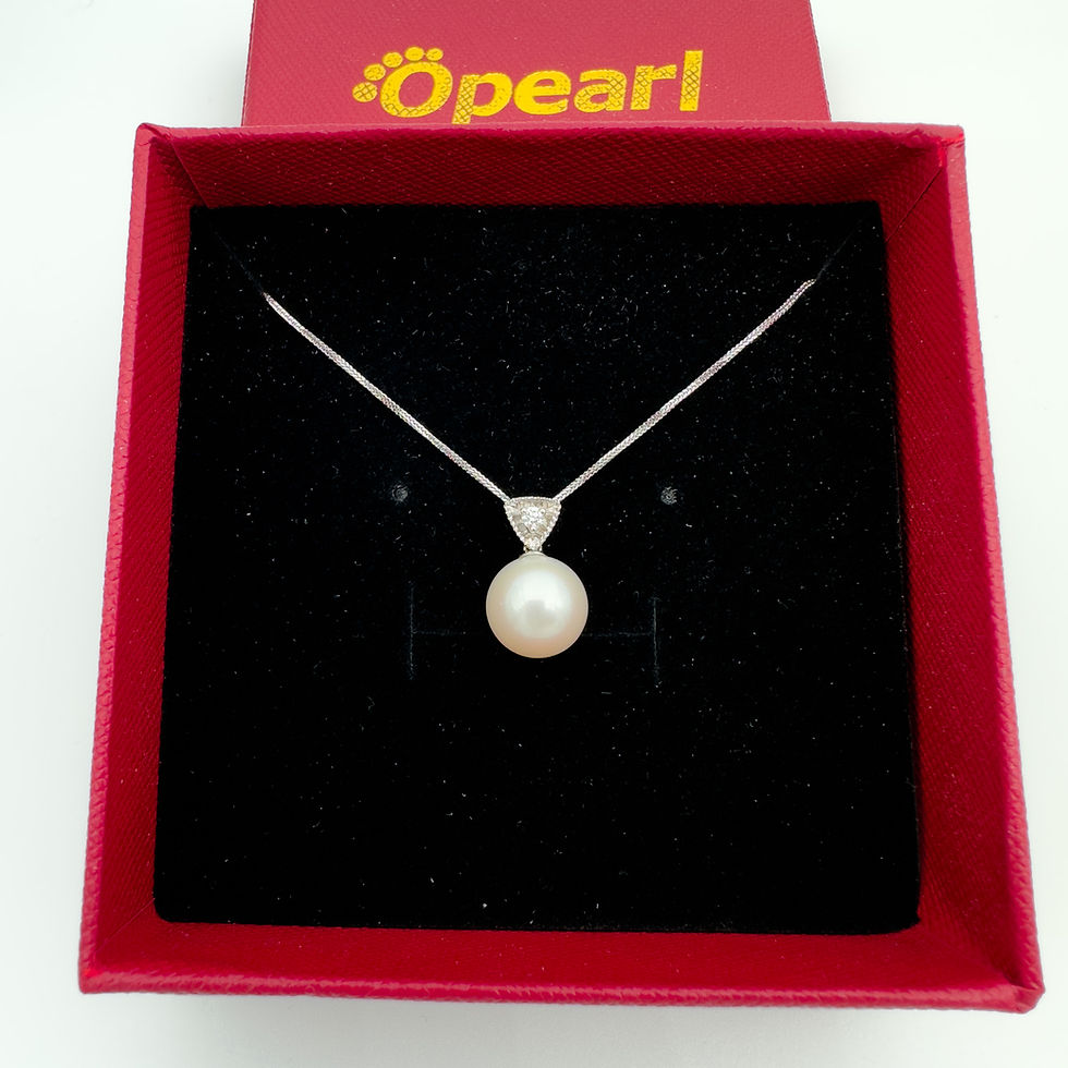 Thumbnail: Pearl pendant diamond 18k white D2 white pearl in box