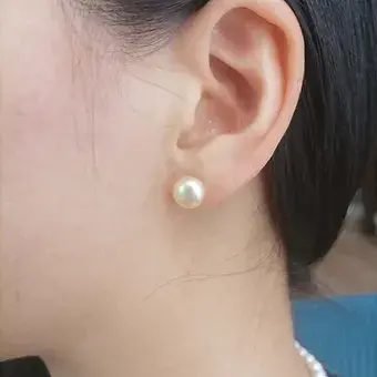 Miniature : pearl earrings silver stud 9mm pink