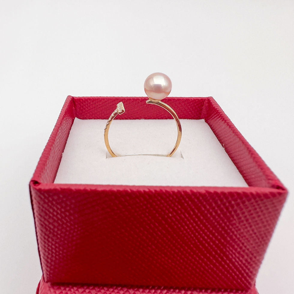 Miniatura: pearl ring d5 pink pearl yellow gold side view