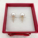 pearl earrings stud bun 8mm white side view