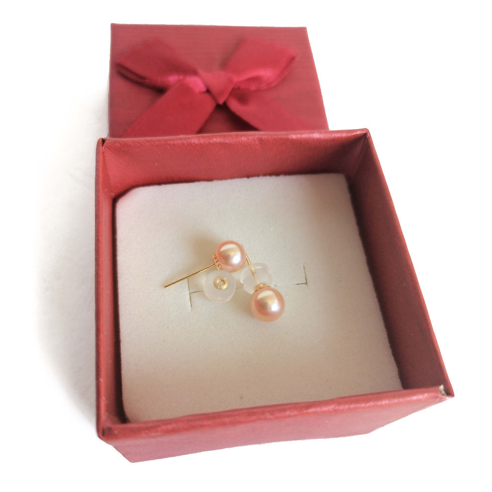 Miniaturbild: pearl earrings 5.5mm pink gold stud 18k side