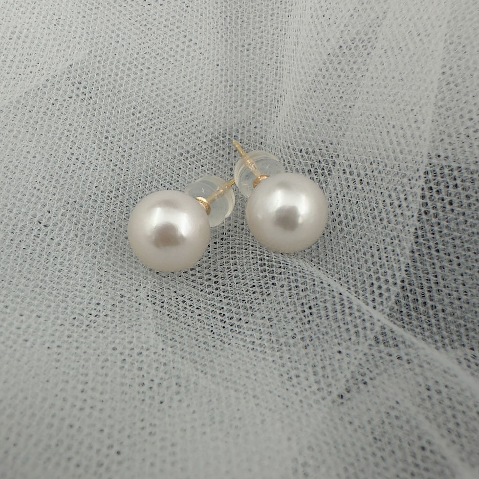 Thumbnail: 8mm white  round 18k gold stud