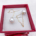 dangle pearl earrings 2-inch white round in box
