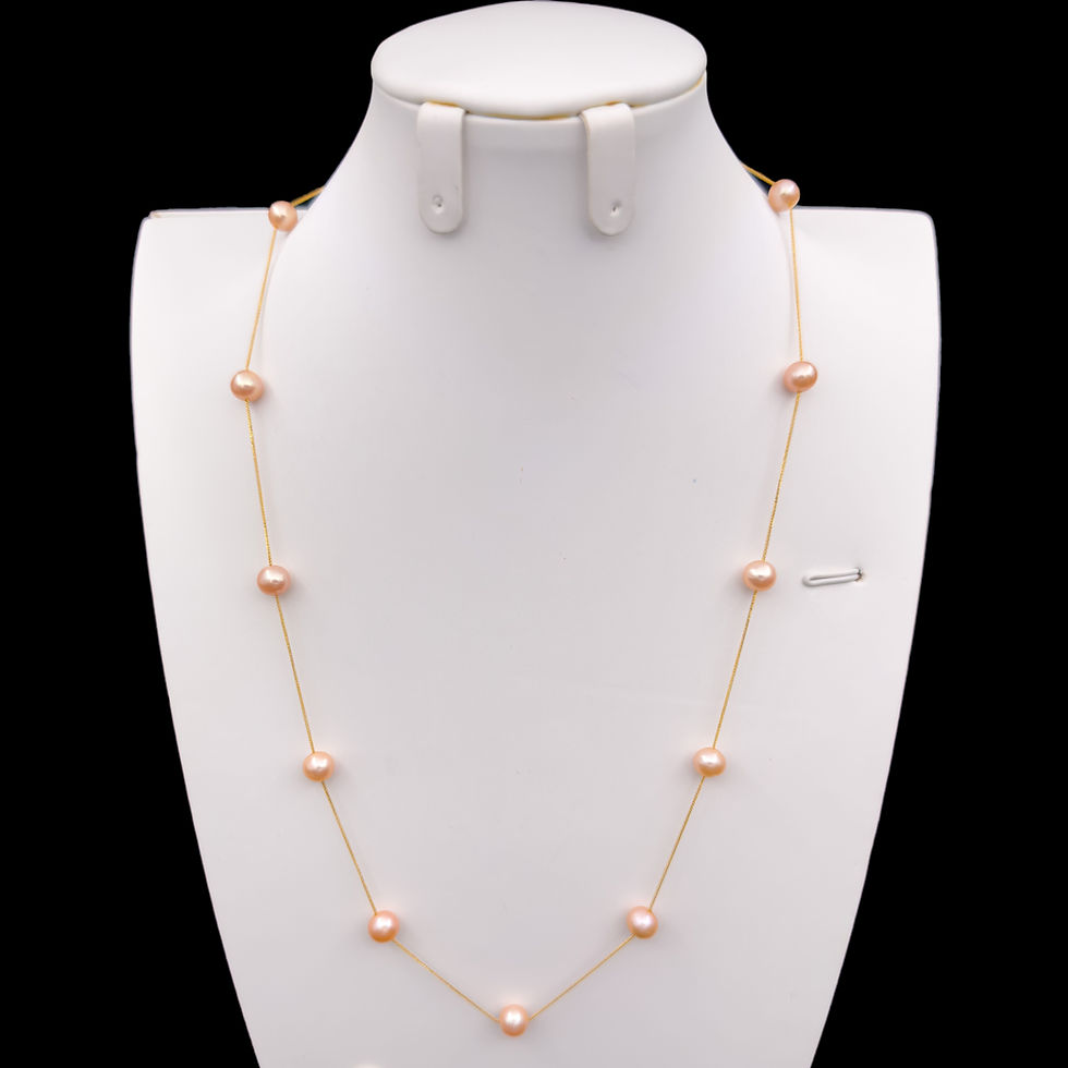 Thumbnail: intervening pearl neckalce pink 20-inch chopin chain