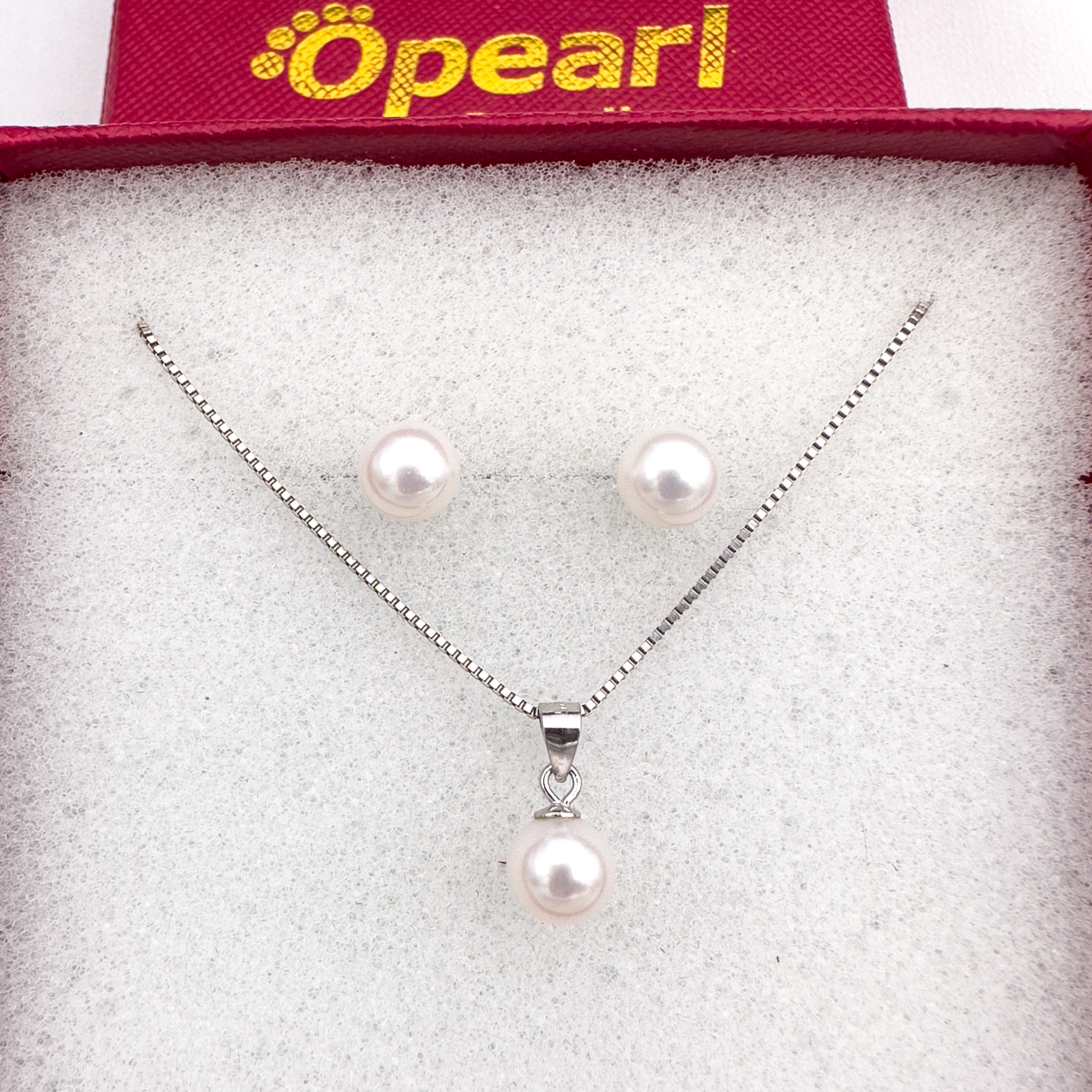 akoya pearl set white earrings+pendant