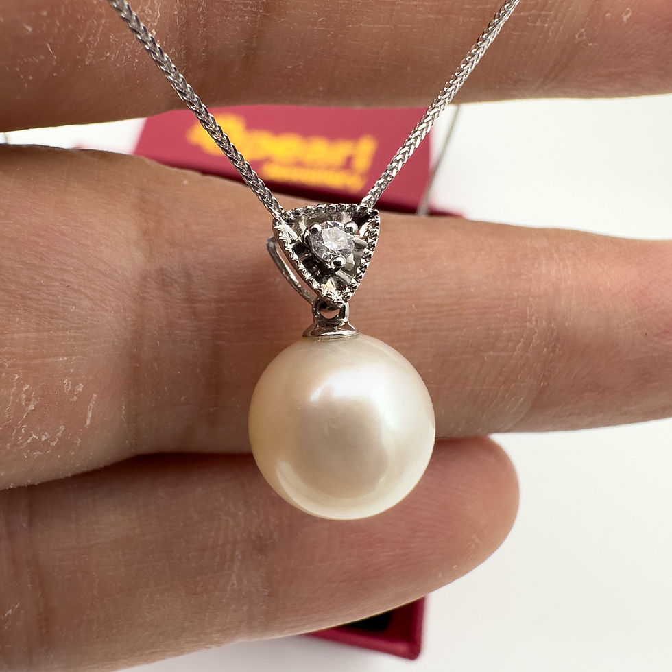 Miniature : Pearl pendant diamond 18k white D2 white pearl