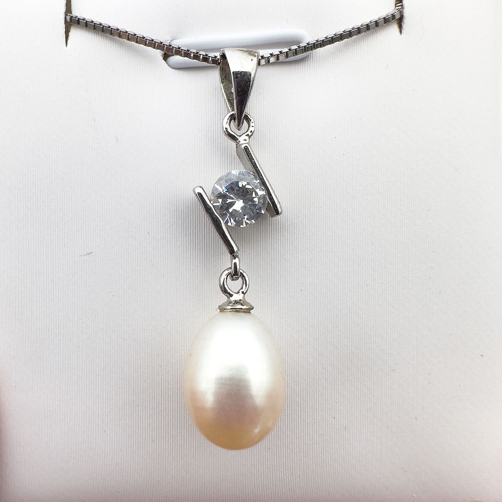 Miniature : silver pearl pendant D9 white