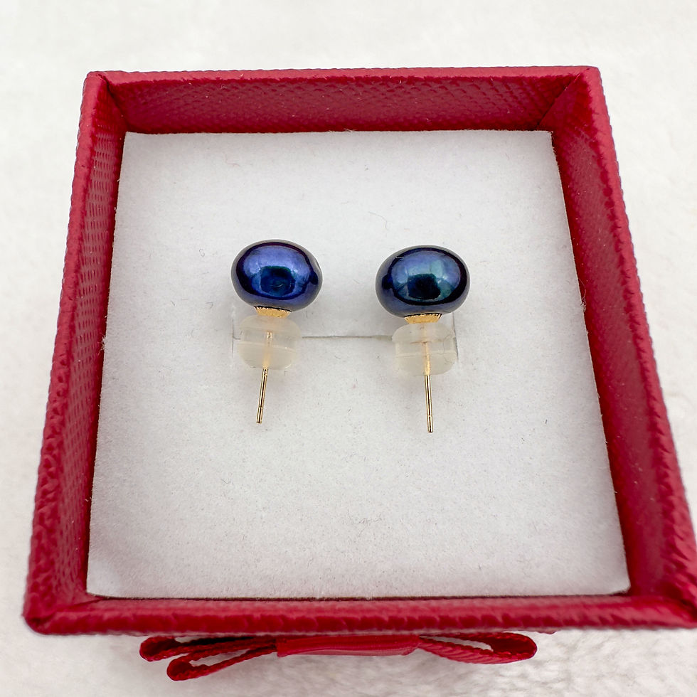 Miniaturbild: pearl earrings stud bun 8mm bluish side view