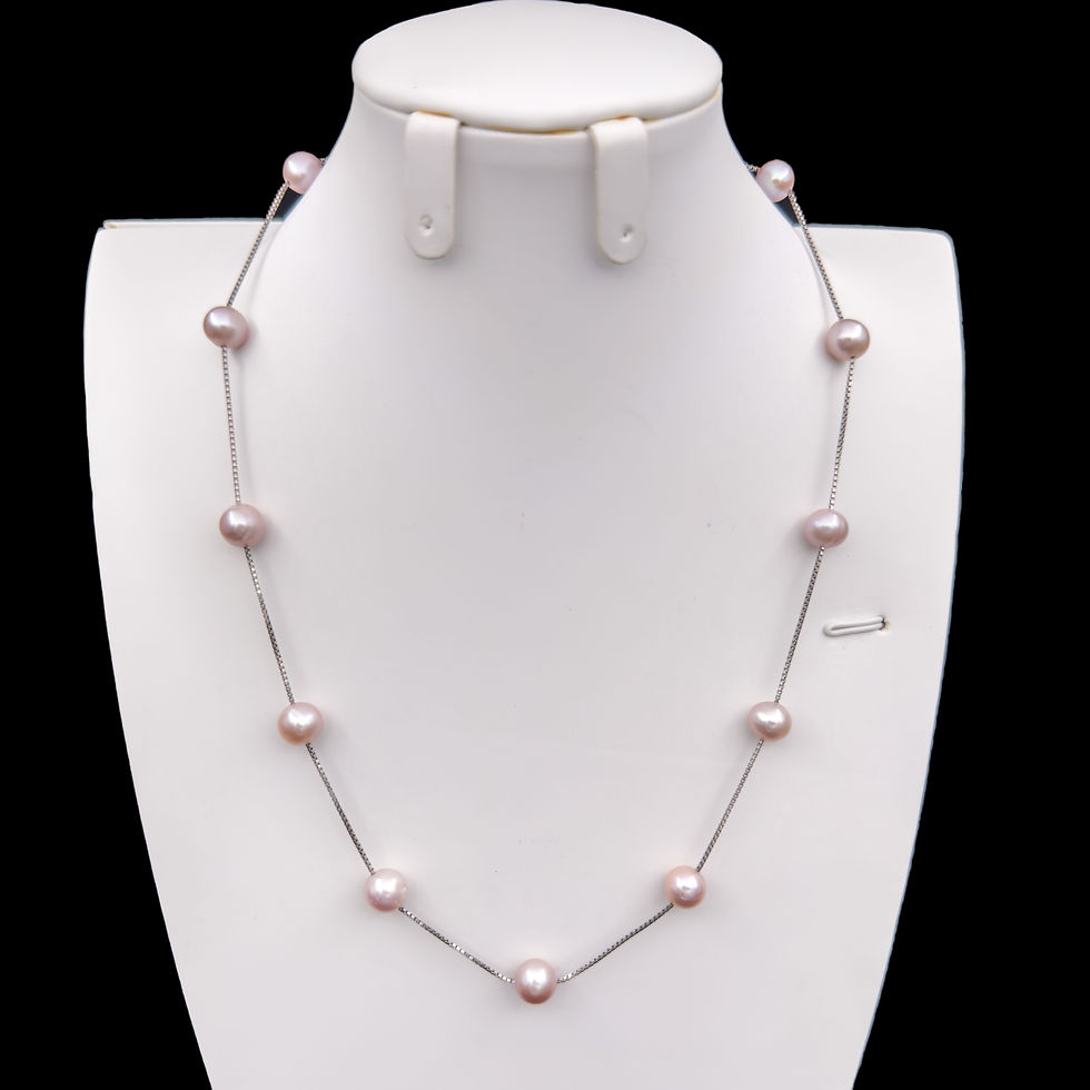 Miniaturbild: silver intervening pearl neckalce pink 18-inch