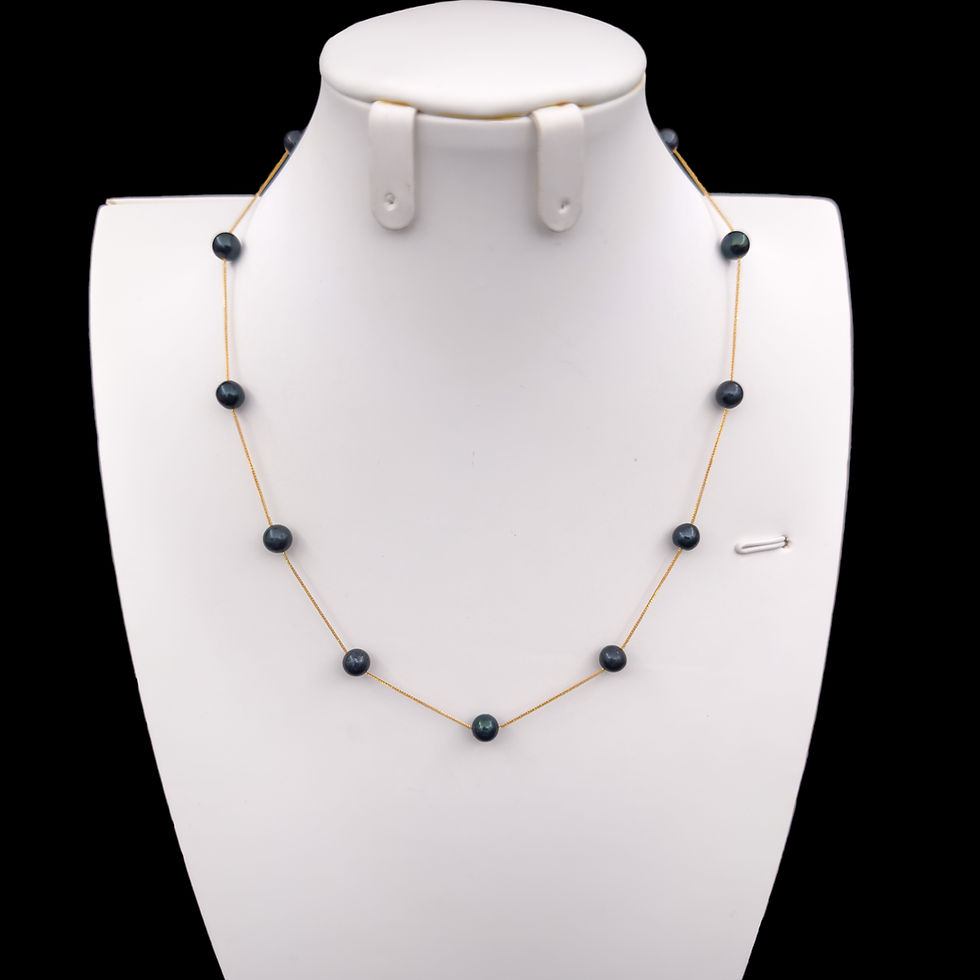 Miniature : intervening pearl neckalce black 16-inch chopin chain