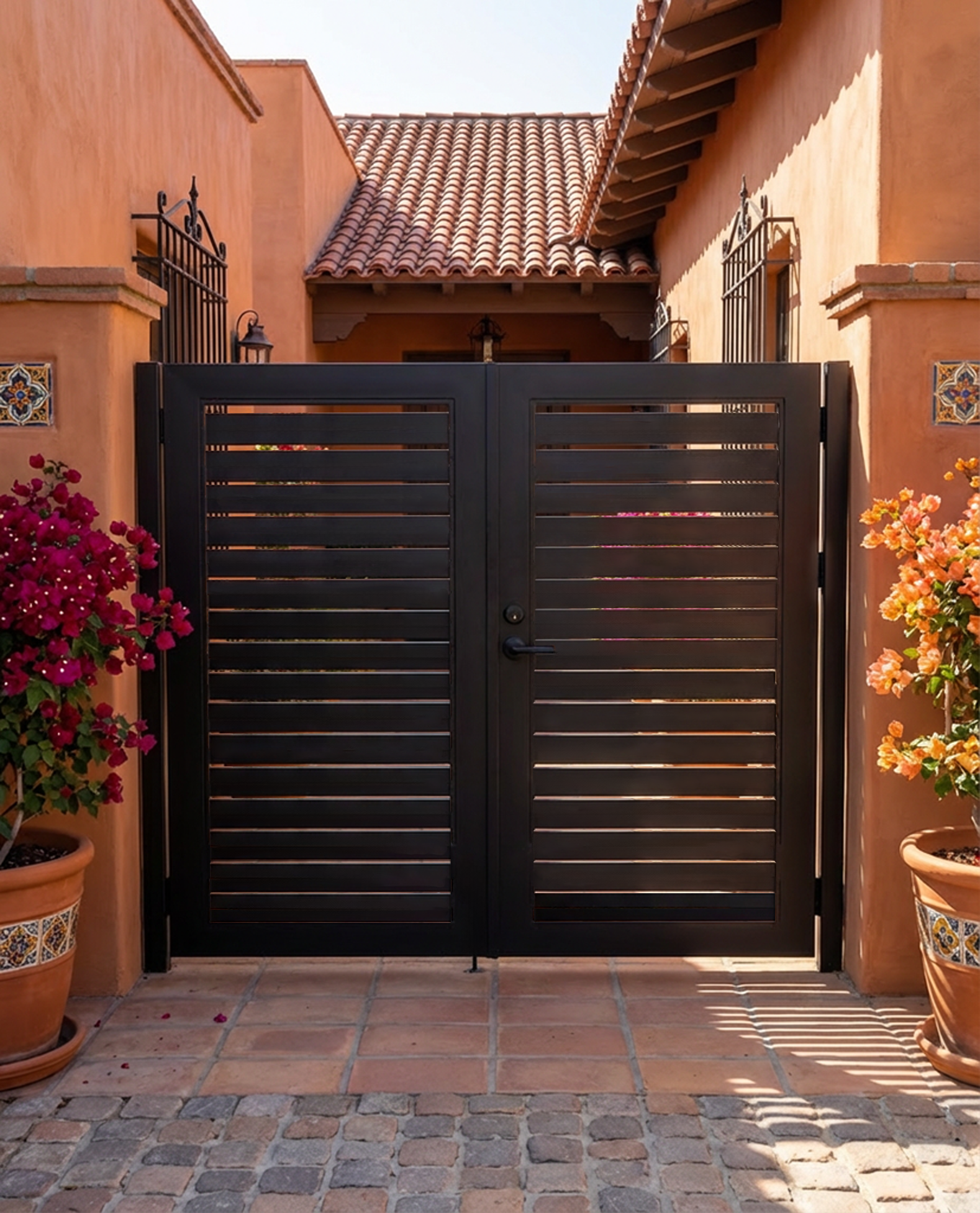 Aluminum Double Door Gate with 4" Boards