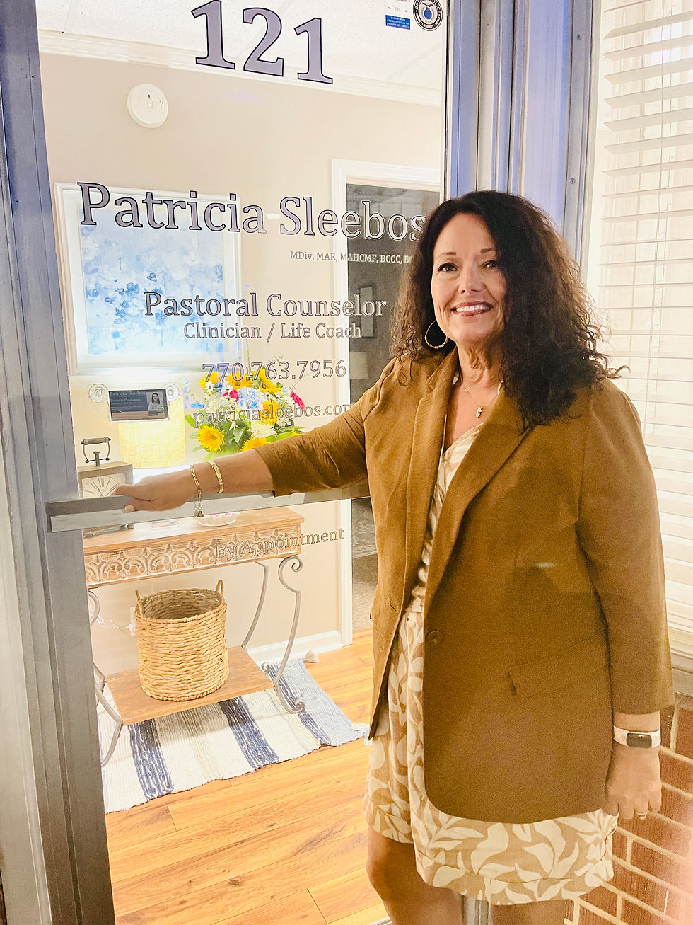 Patricia at Office Entrance