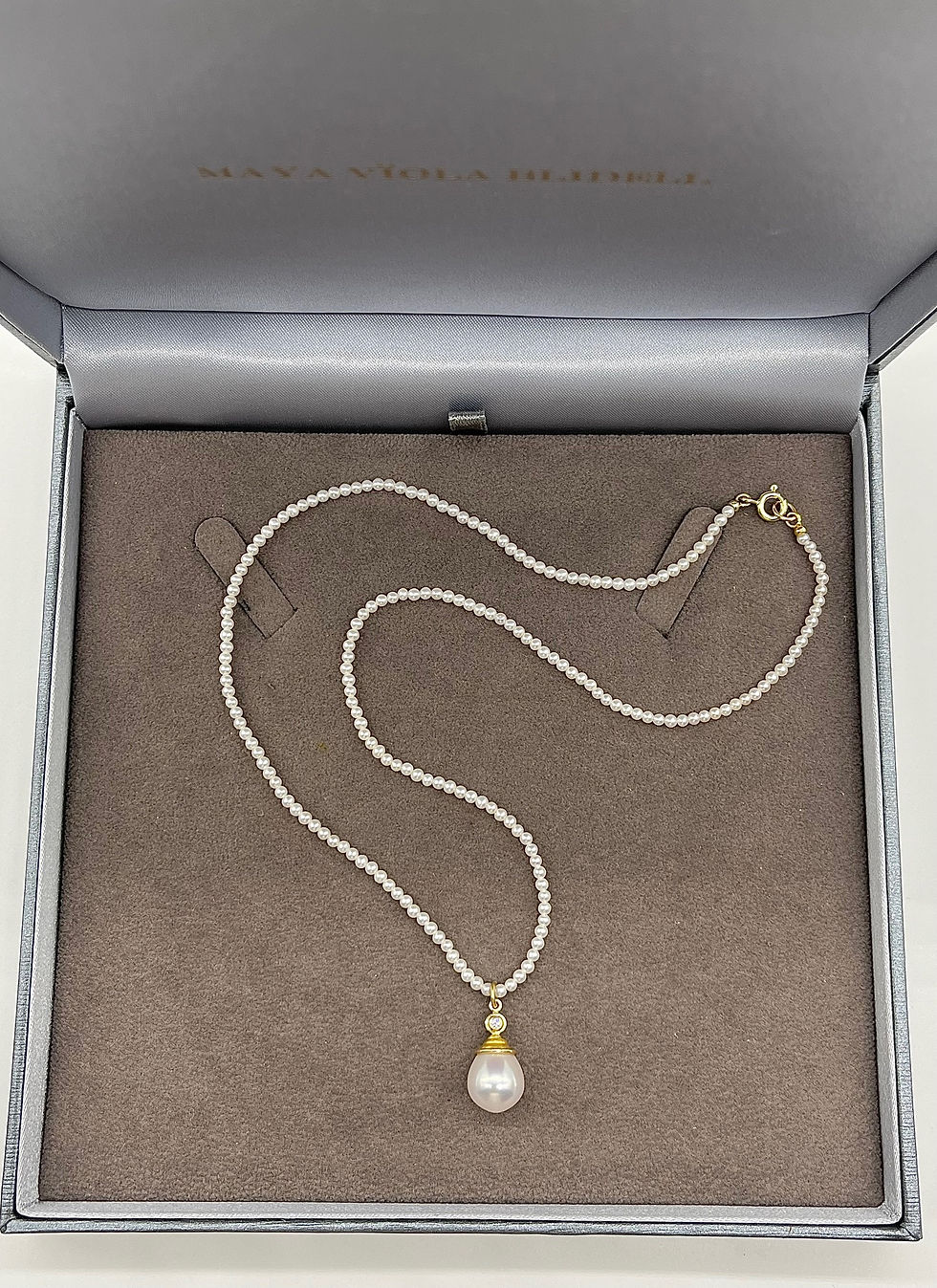 Thumbnail: ~ Palmyras Gold~ Pearl Necklace.  Gold, Diamond & Pearls