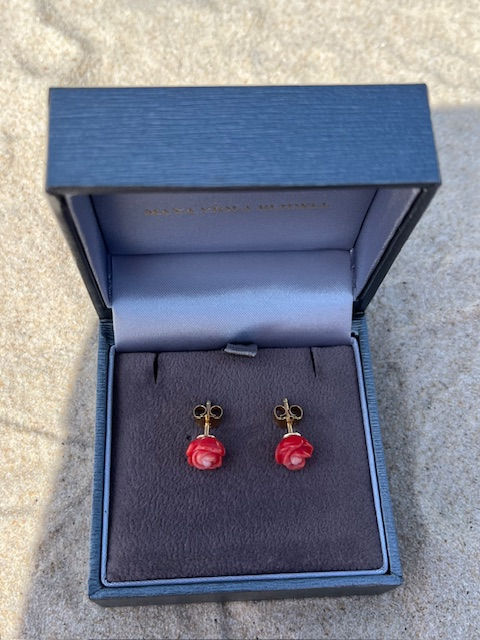 Thumbnail: Coral Rose Petite Gold Studs
