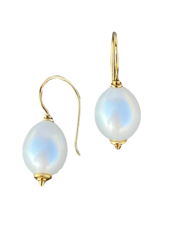 Thumbnail: Gold ~ Pallas~ Earrings With White Freshwater Pearls