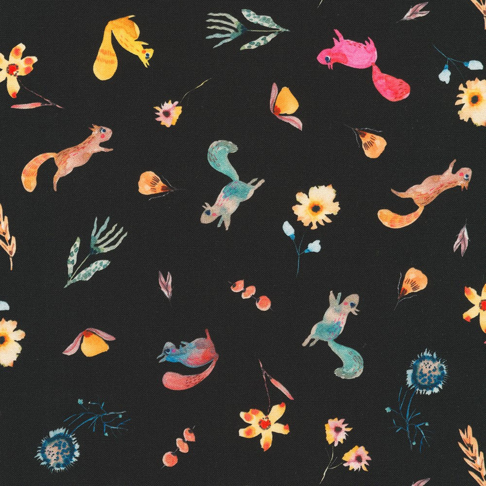 Flora & Fun by Subhashini Narayanan for Robert Kaufman 22011-2 BLACK