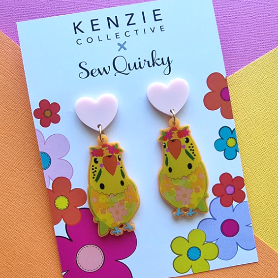 Thumbnail: 'BUDGIE - YELLOW' DANGLE EARRINGS