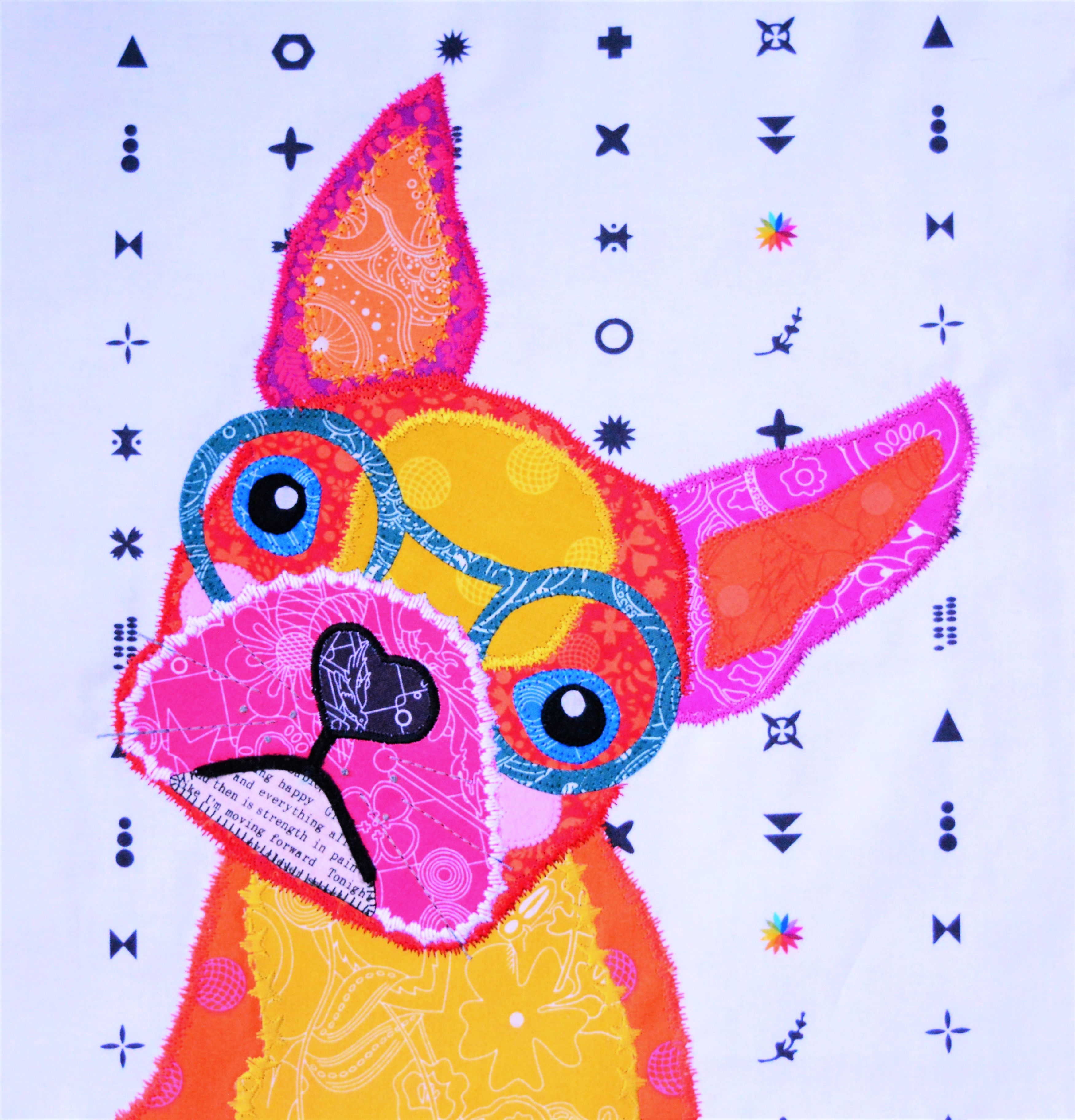 Fabric Kit: Frankie the Frenchie Pink/Orange/Yellow Colourway